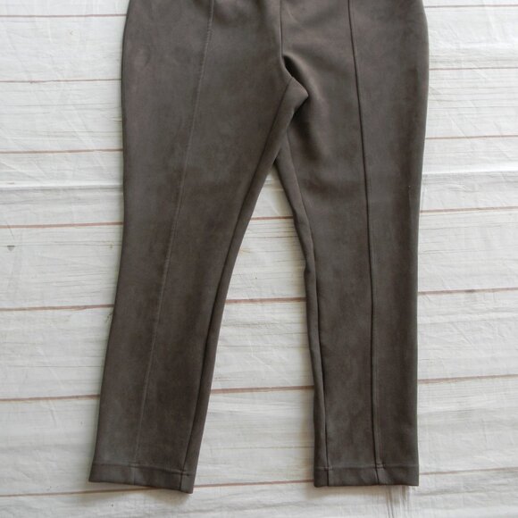 Andrew Marc PULL- On Leggings Faux Suede Front Seamed Pants Taupe/BROWN SZ XXL - Picture 5 of 5